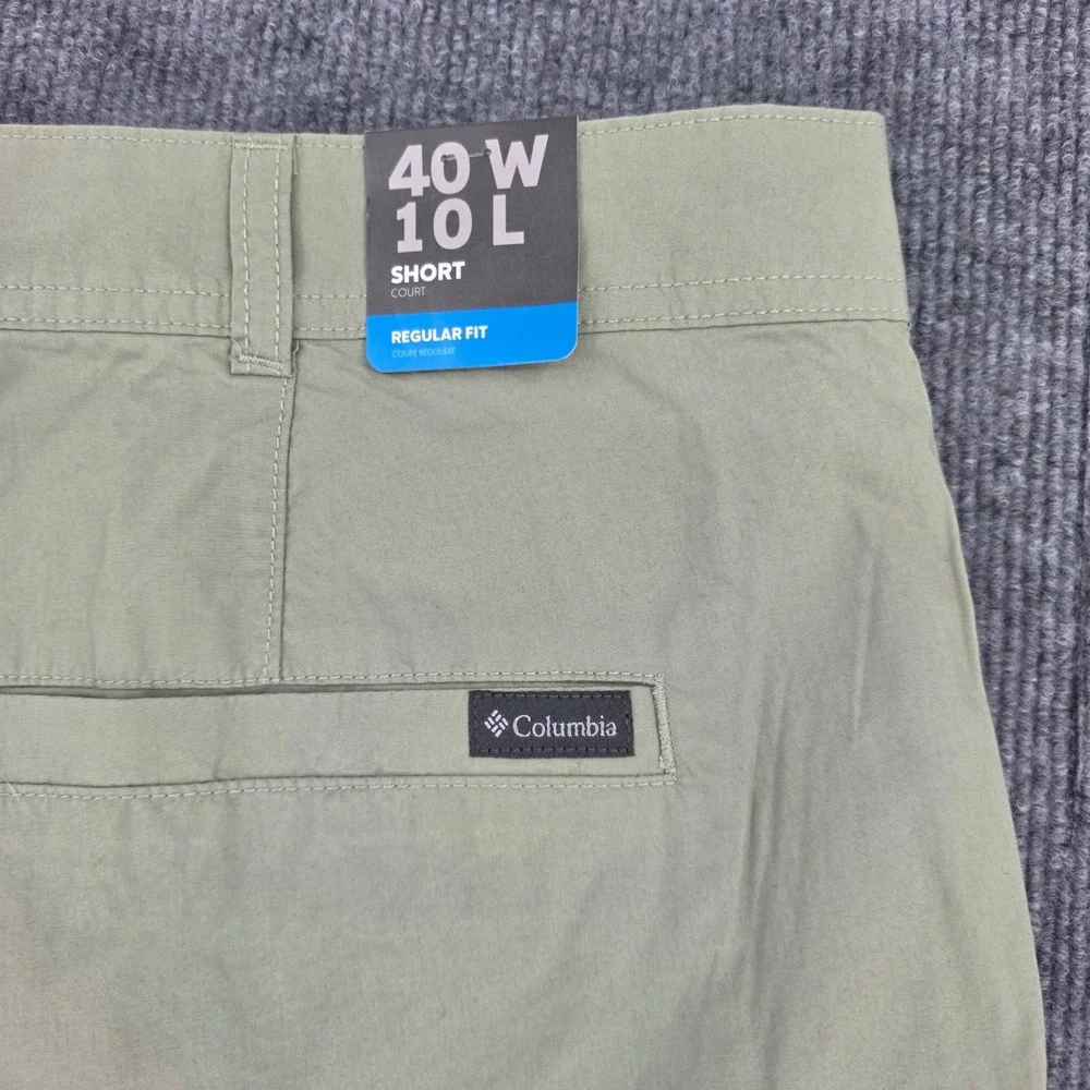 Columbia Mens 40W 10L Regular Fit Cotton Chino Shorts Sage Green AM4471 NWT